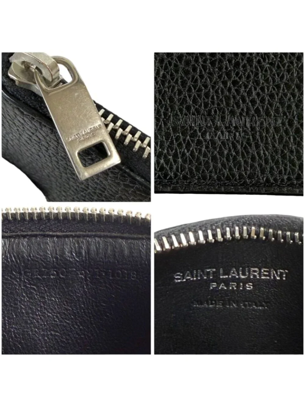 Saint Laurent Paris Zip Card Case with Neck Strap Fragment Black